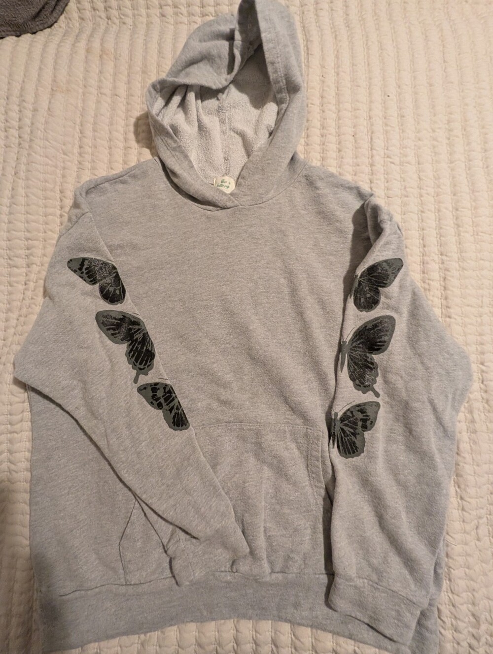 Gray Butterfly Sleeve Hoodie